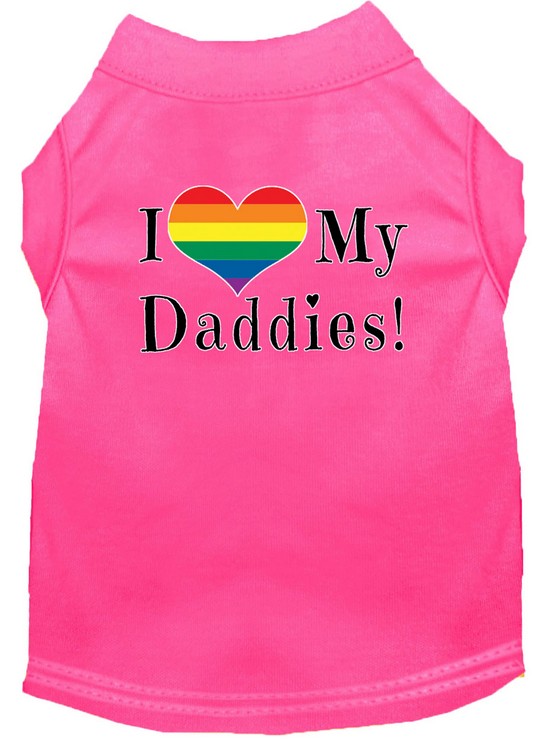 I heart my Daddies Screen Print Dog Shirt Bright Pink Med